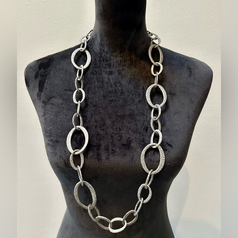 Hammered, Organic Link Necklace by Barbara Boz